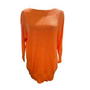 Chico's Lightweight Boat Neck Knit Sweater, Orange, Women's Size 2 (Large)